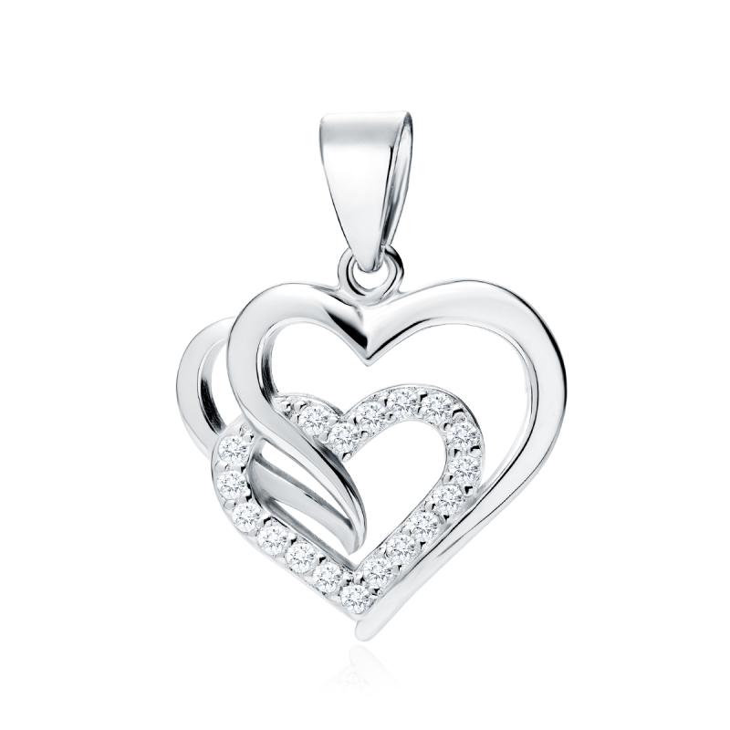 Pandantiv argint inima cu pietre DiAmanti Z0655CR-DIA (Argint 925‰ 1,5 g.)